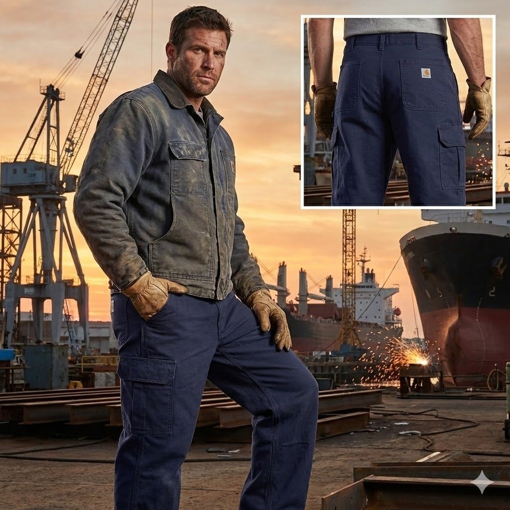 Carhartt Mens FRB240 DNY Flame Resistant Canvas Cargo Pants Dark Navy NWT 44x32